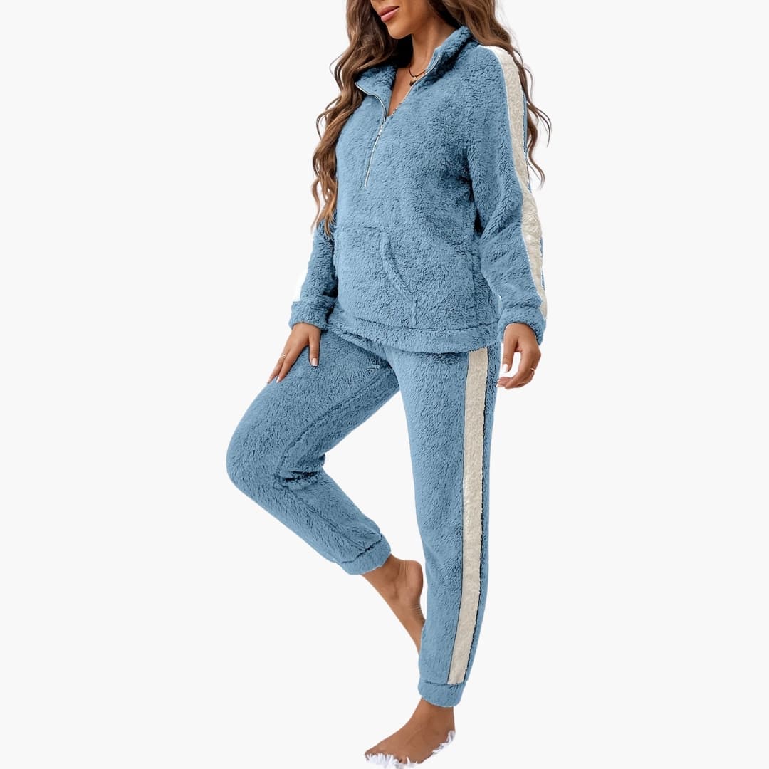 Women's Pajama Set with Half Zip Sweatshirt - Image 3