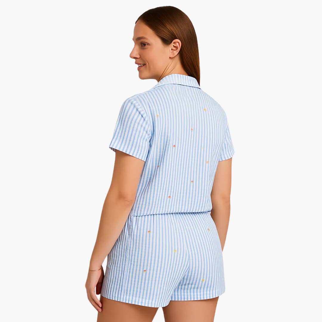 Women's Pajama Set with Short Sleeve Shirt and Shorts - Image 2