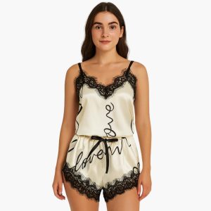 Women's Pajama Set with Spaghetti Top and Printed Shorts