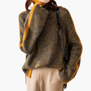 Women's Striped Turtleneck Sweater