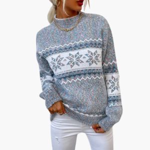 Women's Knit Sweater with Fair Isle Pattern