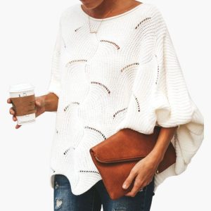 Women's Knit Sweater with Batwing Sleeves