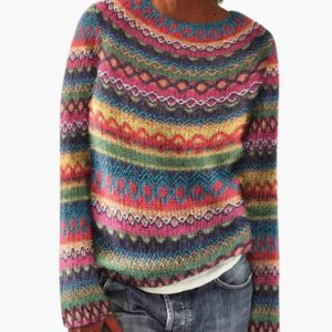 Women's Knit Sweater with Round Neck
