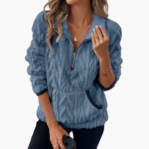 Women's Teddy Fleece Pullover with Kangaroo Pockets