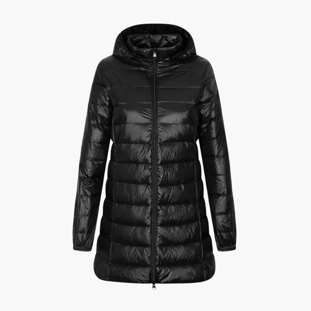 Women's Winter Jacket with Hood and Extended Length - Image 2