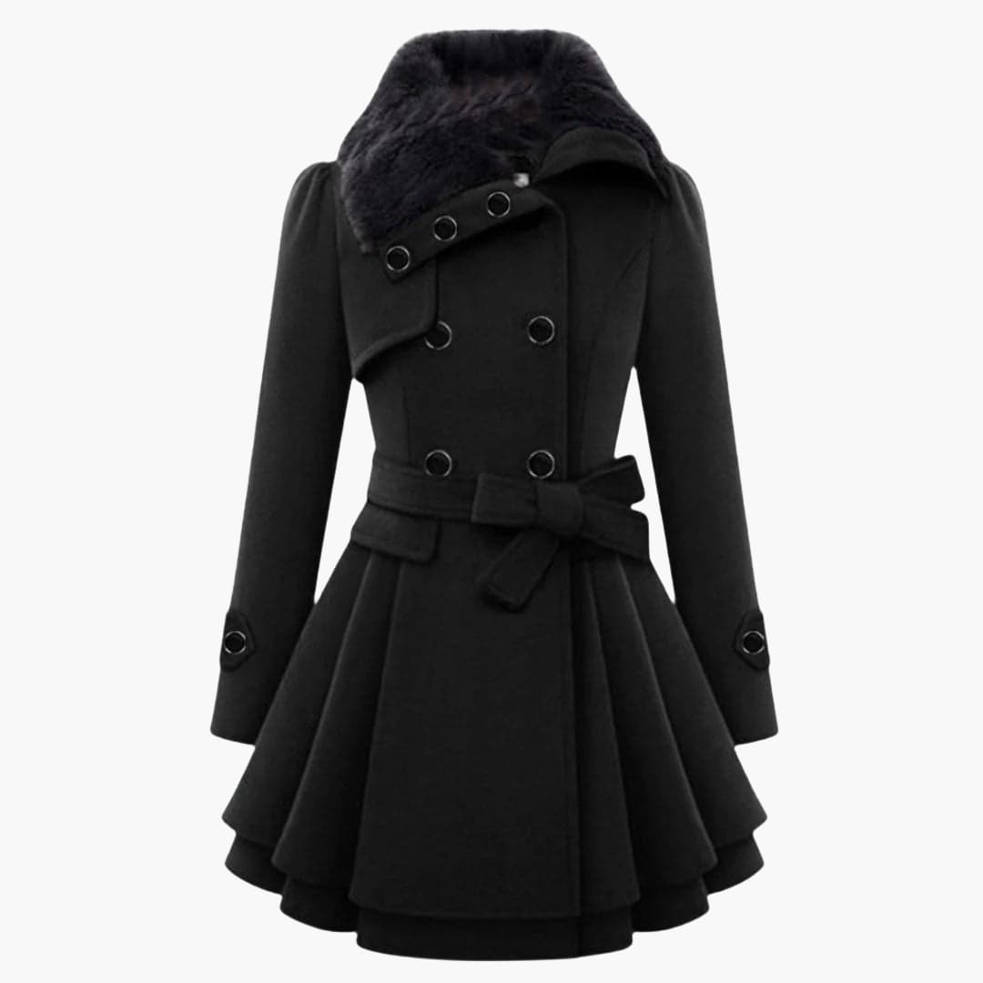 Women’s Winter Coat with Buttons and Belt - Image 2