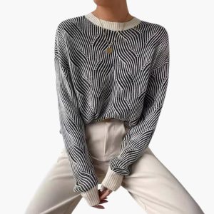 Women's Knitted Sweater with Patterned Surface