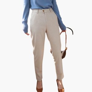 Women's High Waist Pants with Side Pockets