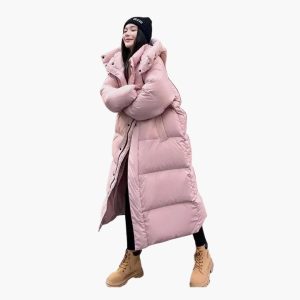 Women's Long Puffer Jacket with Hood