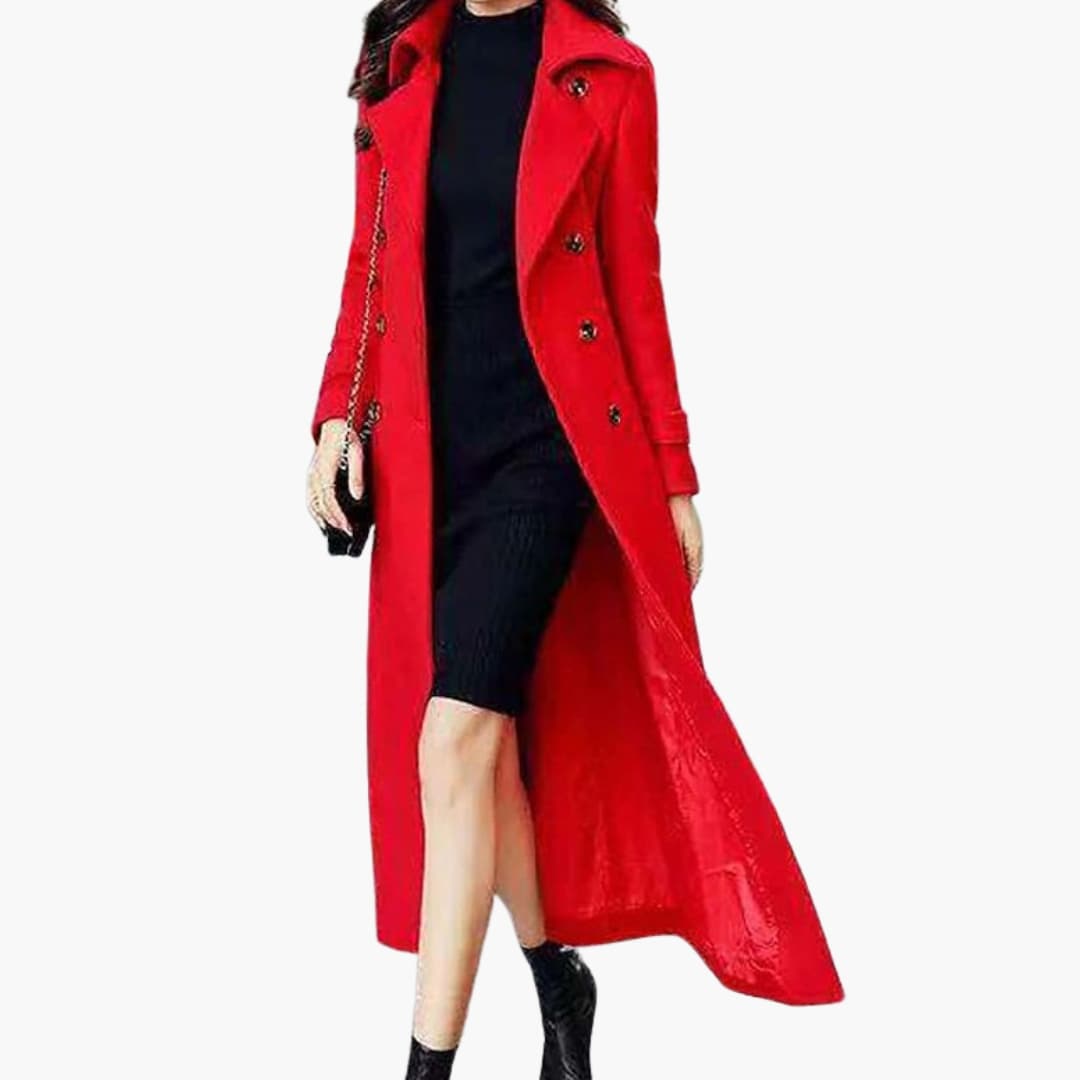 Women's Long Coat with Shawl Collar and Waist Belt - Image 4