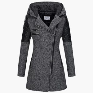 Women's Coat with Hood and Zipper