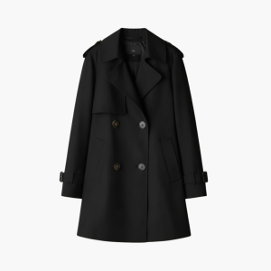 Women’s Short Trench Coat with Lapel Collar
