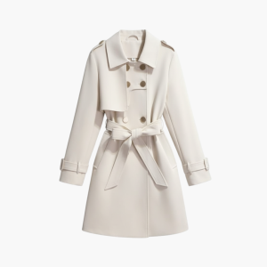 Women’s White Trench Coat with Belt