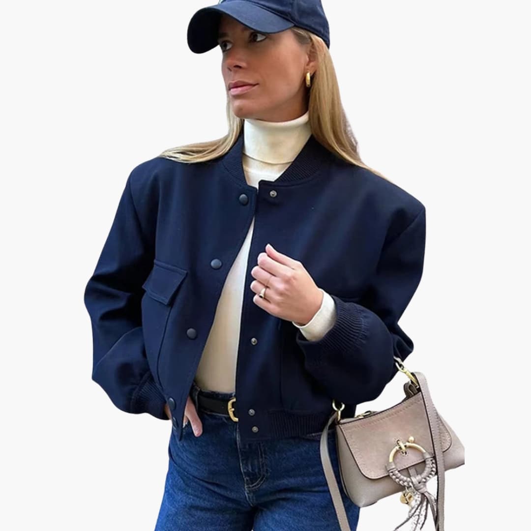 Women’s Bomber Jacket with Flap Pockets - Image 5