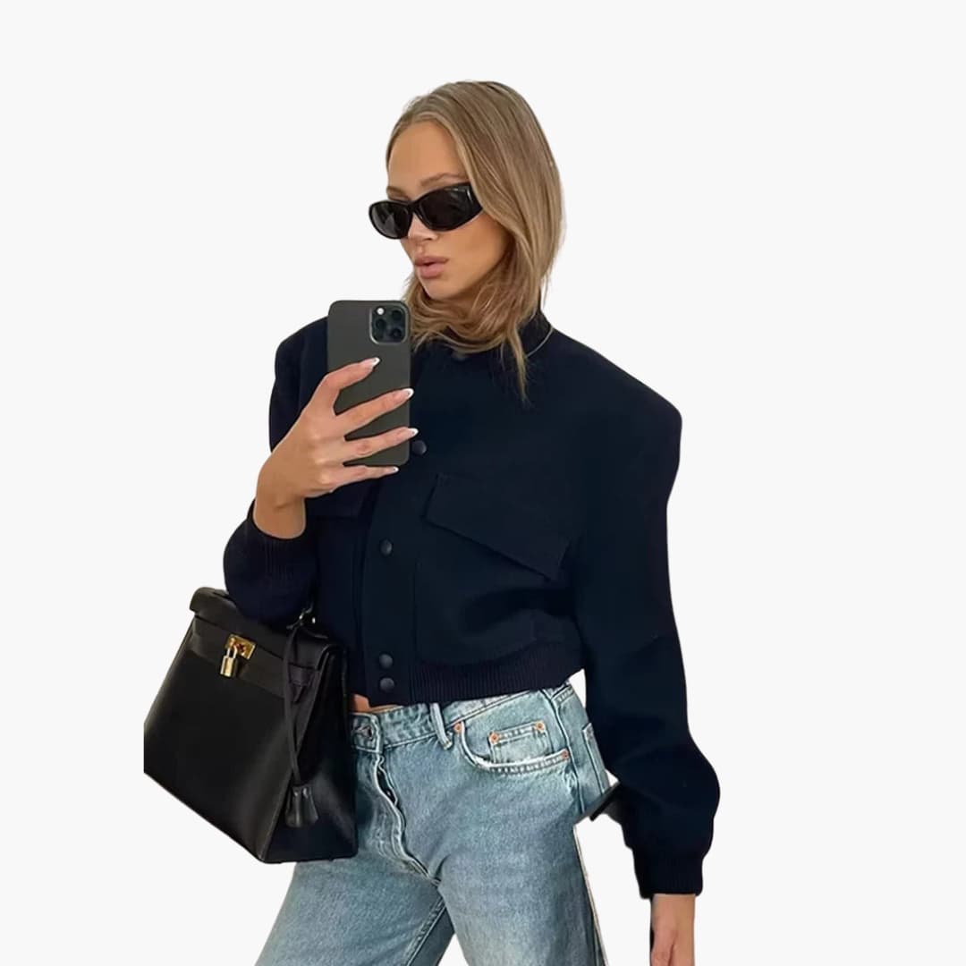 Women’s Bomber Jacket with Flap Pockets - Image 7