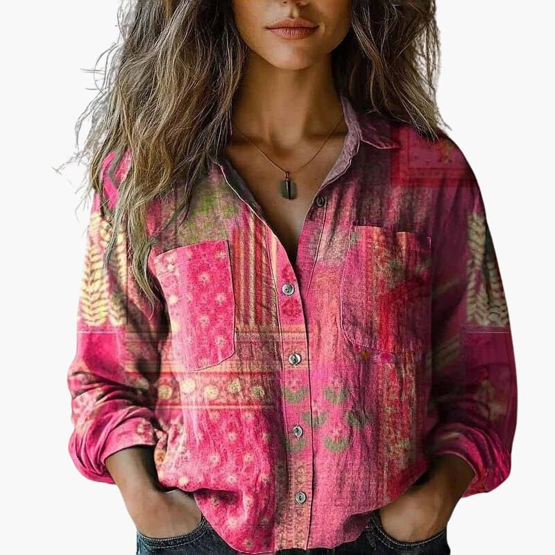 Women’s Button-Down Shirt with Classic Collar and Long Sleeves - Image 5