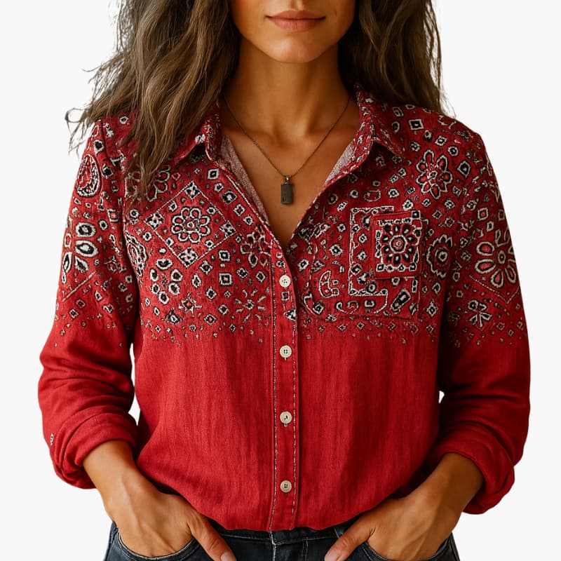 Women’s Button-Down Shirt with Classic Collar and Long Sleeves - Image 2