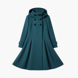 Women’s Coat with Hood and Button Closure