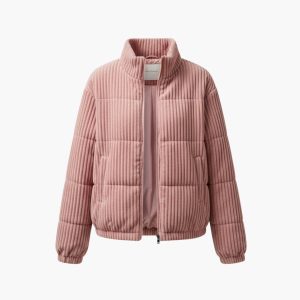 Women’s Jacket with Ribbed Surface and Zipper