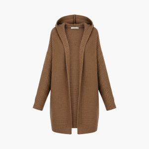 Women’s Knitted Cardigan with Hood and Open Front