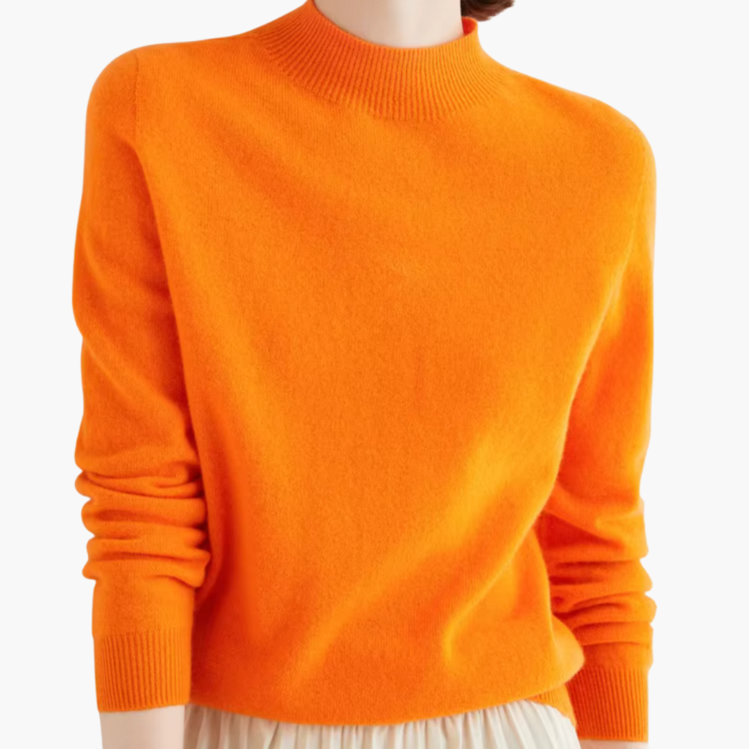 Women’s Mock Neck Sweater with Long Sleeves and Ribbed Trim - Image 2