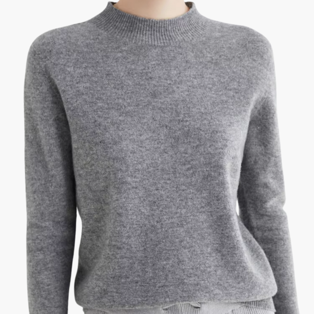Women’s Mock Neck Sweater with Long Sleeves and Ribbed Trim - Image 4