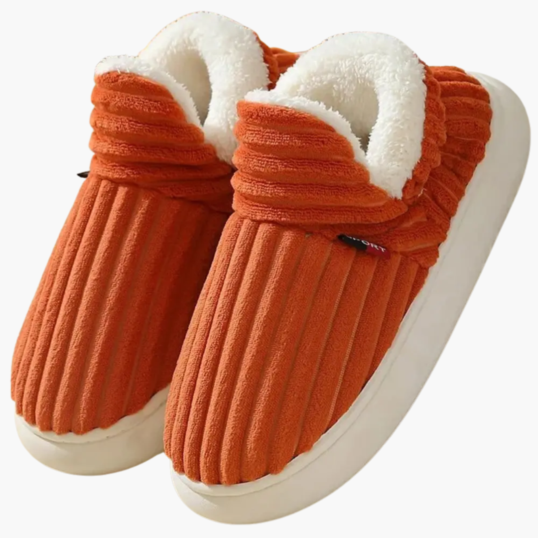 Women’s Plush Slippers with Ribbed Surface and Inner Lining - Image 2