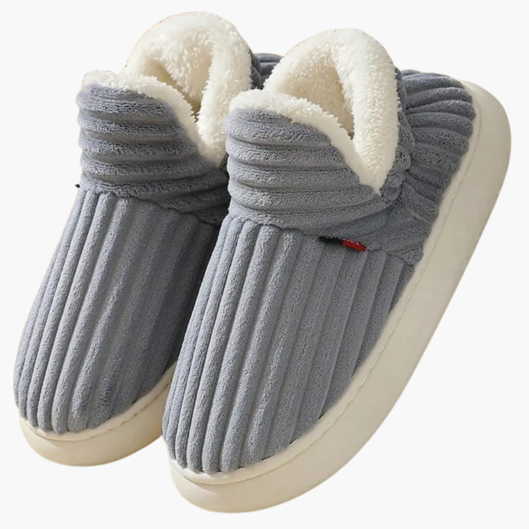 Women’s Plush Slippers with Ribbed Surface and Inner Lining - Image 3