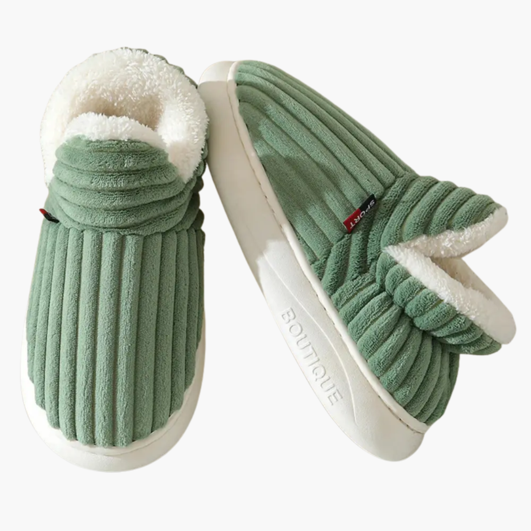 Women’s Plush Slippers with Ribbed Surface and Inner Lining - Image 6