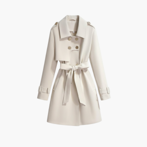 Women’s Trench Coat with Belt and Wide Lapels