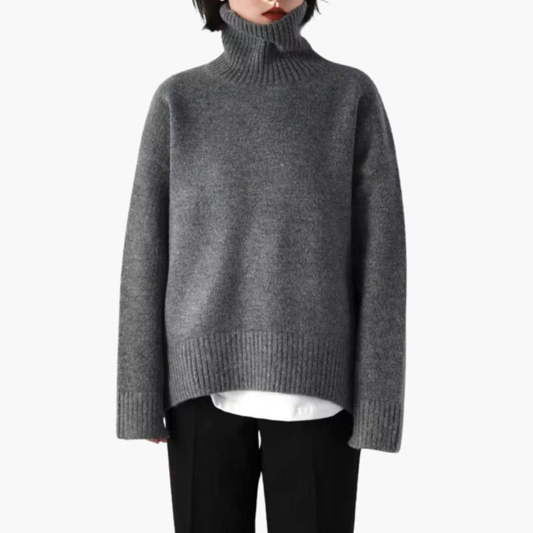 Women’s Turtleneck Sweater with Long Sleeves and Ribbed Texture - Image 3