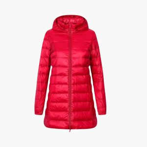 Women's Winter Jacket with Hood and Extended Length