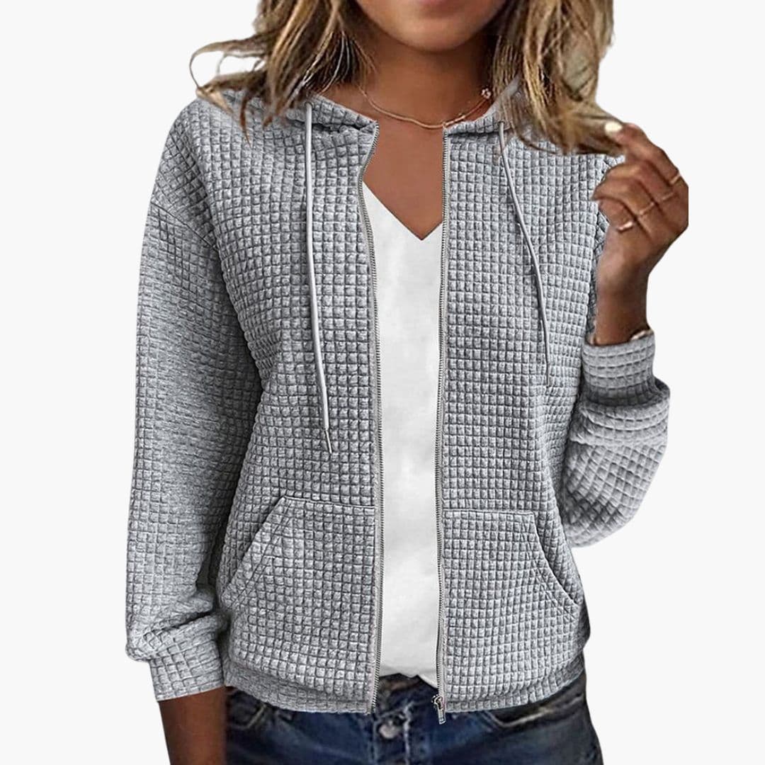 Women’s Zip-Up Hoodie with Drawstring Hood - Image 3