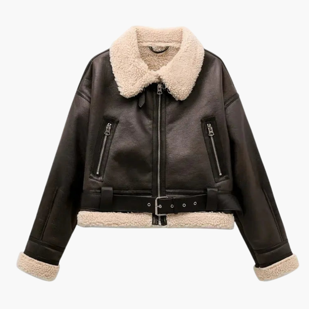 Women’s Zip Jacket with Belted Hem and Inner Lining - Image 2