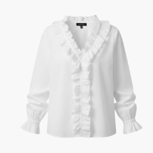 Women’s Blouse with V-Neckline and Ruffle Detail