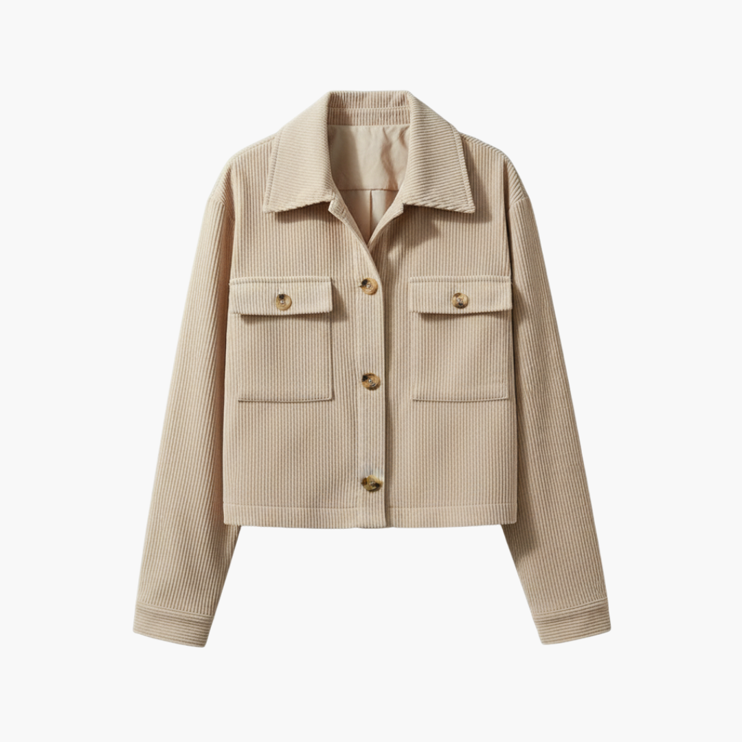 Women’s Corduroy Transitional Jacket with Lapel Collar